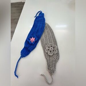 Handmade Blue and Grey Crochet Headbands set